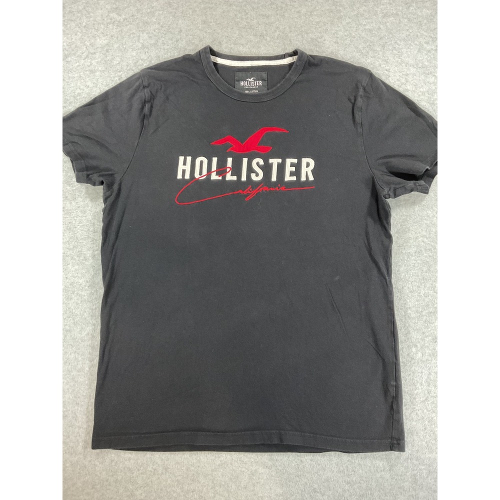 Hollister California Mens Large Black Graphic T-Shirt Short Sleeve Cotton 2526